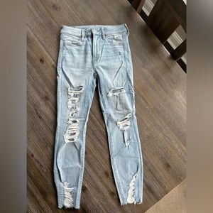 American eagle high rise destroyed crop leggings